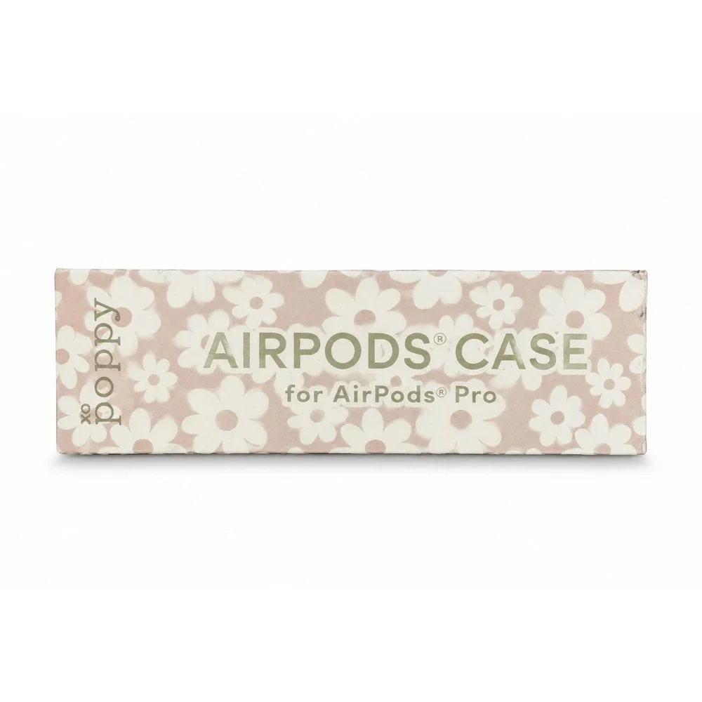 XO Poppy AirPods Pro Case Tan White Daisy Floral Protective Cover with Clip NIB
